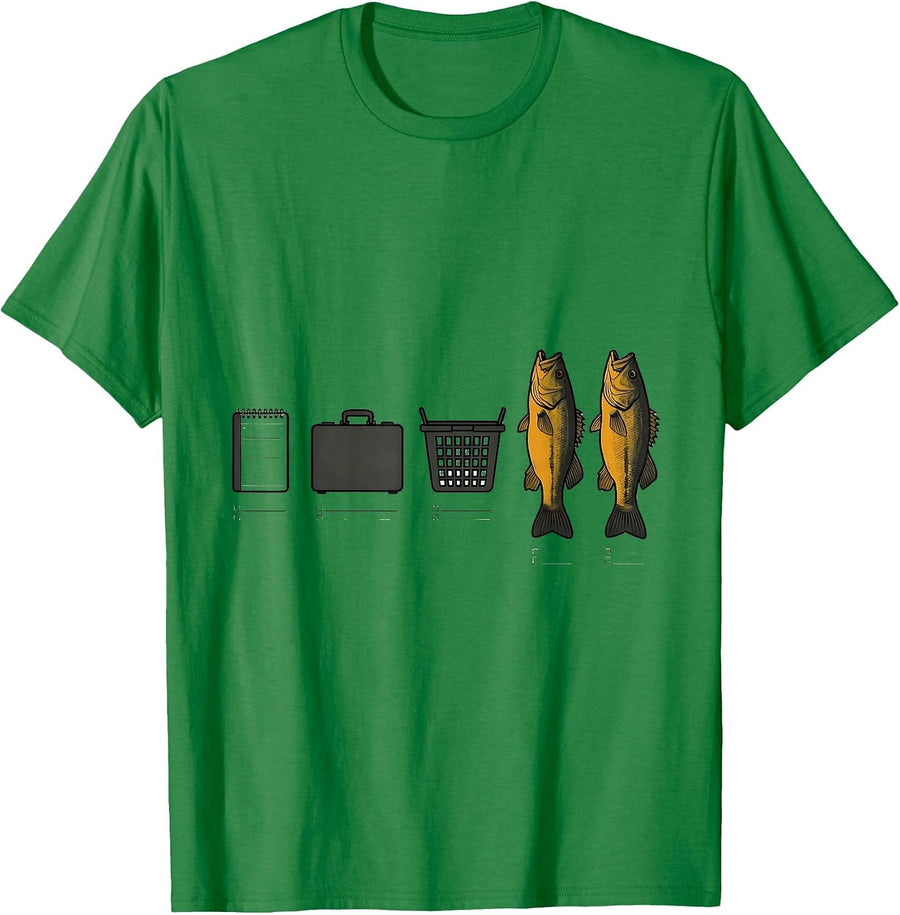 Men's Freshwater Specimen Chart Bass Fishing Humor T-Shirt - Kelly Green