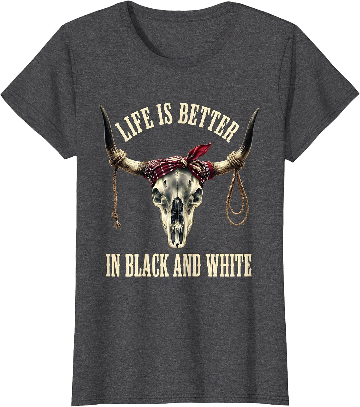 Women's Life Is Better In Black and White Radiology Design T-Shirt - Dark Heather Grey