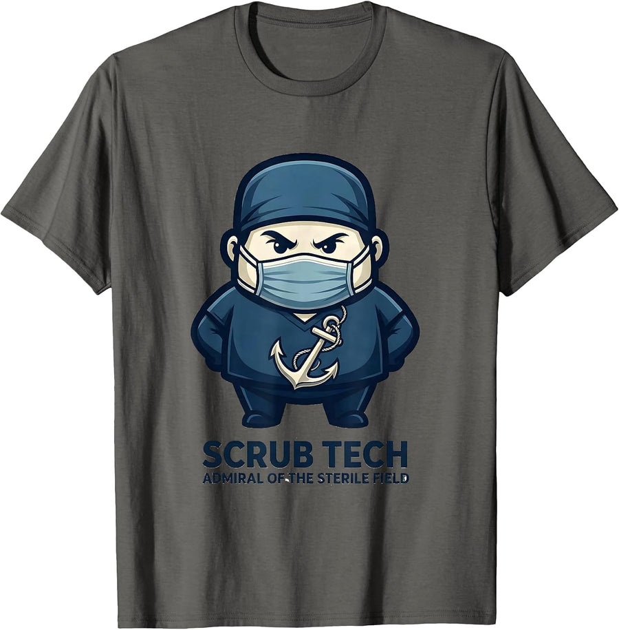 Scrub Tech, Admiral of the Sterile Field Surgical Tech T-Shirt - Asphalt Grey