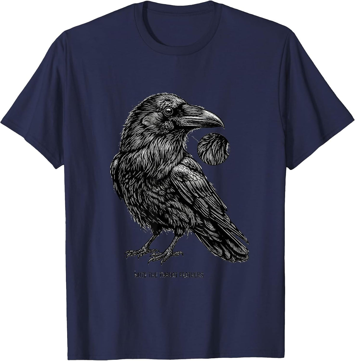 Men's Note The Throat Feathers Dark Humor Crow Bird Lover T-Shirt - Navy Blue