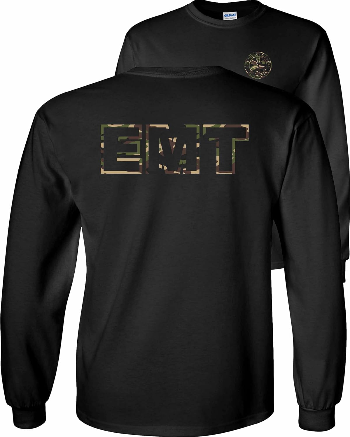 FAIR GAME EMT Long Sleeve Shirt Emergency Medical Techniciann - Black-camo Design