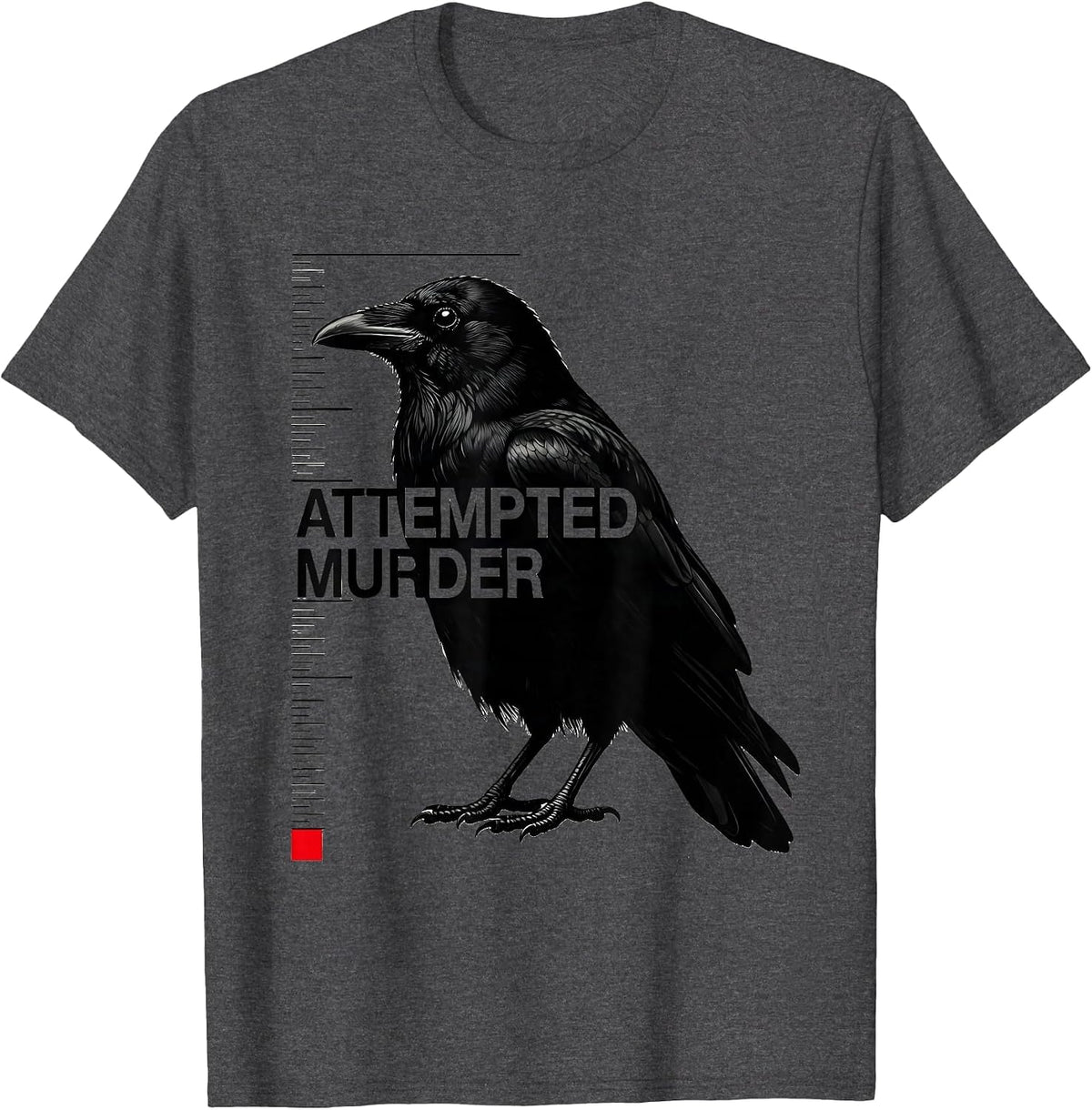 Men's Attempted Murder Swiss International Crow Lover Humor T-Shirt - Dark Heather Grey