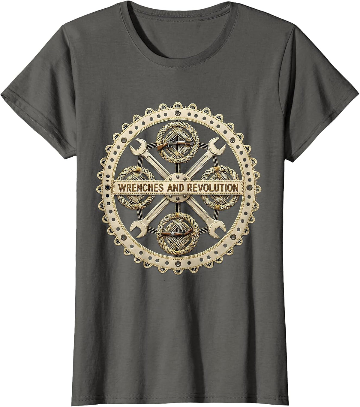 Women's Wrenches and Revolution Valley Forge Automotive T-Shirt - Asphalt Grey