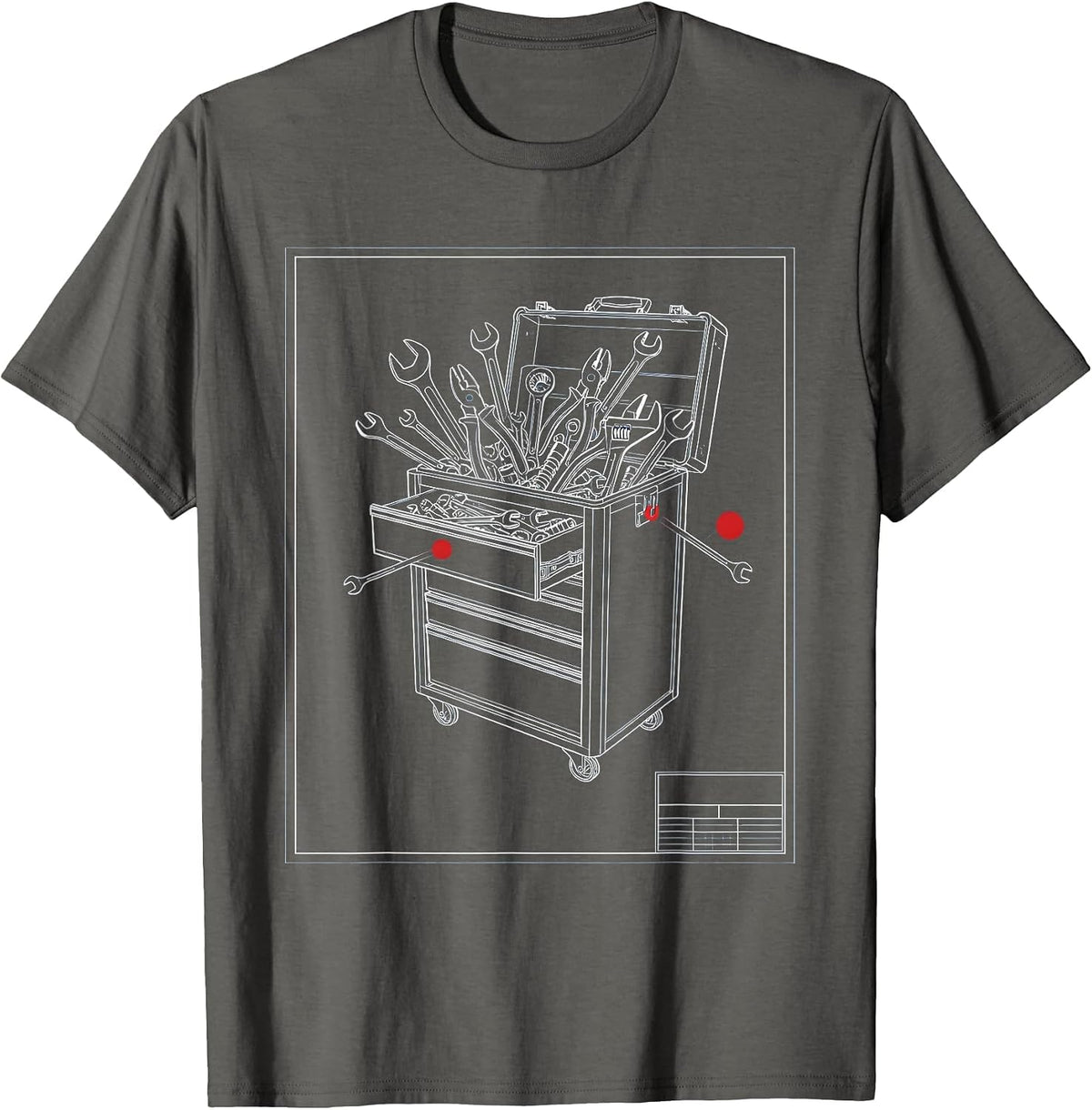 Men's Garage Toolbox Overflowing With Wrenches T-Shirt - Asphalt Grey