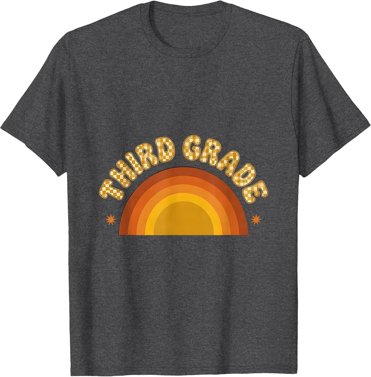 Men's Third Grade Retro Checkered Girl Teacher Back To School T-Shirt - Dark Heather Grey