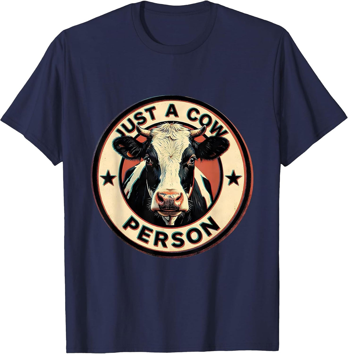 Just a Cow Person Funny Cattle Lover Design T-Shirt - Navy Blue