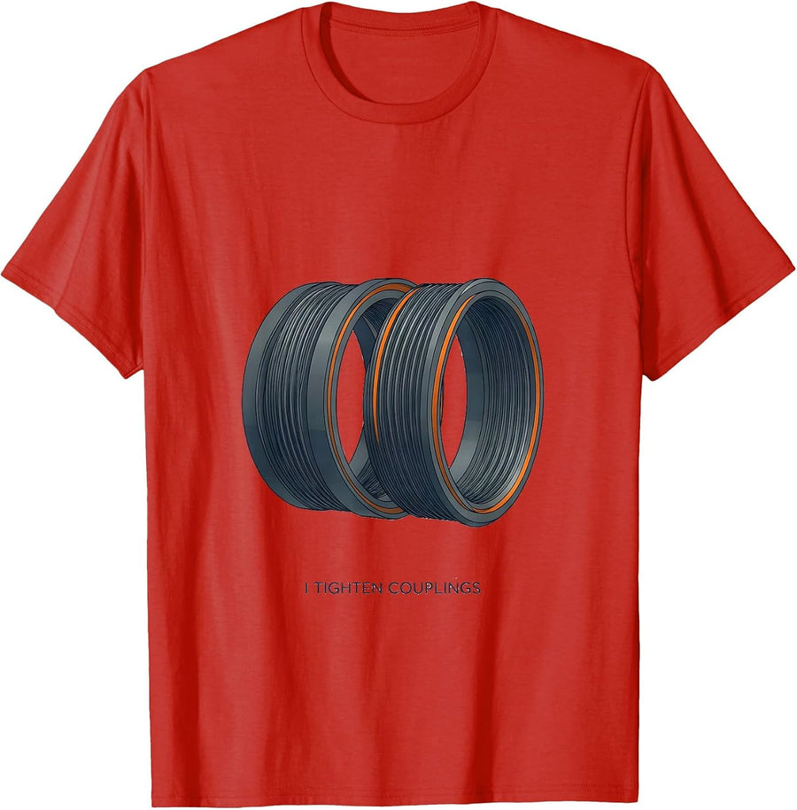 Men's I Tighten Couplings Funny Plumber Pipefitter Steamfitter T-Shirt - Red