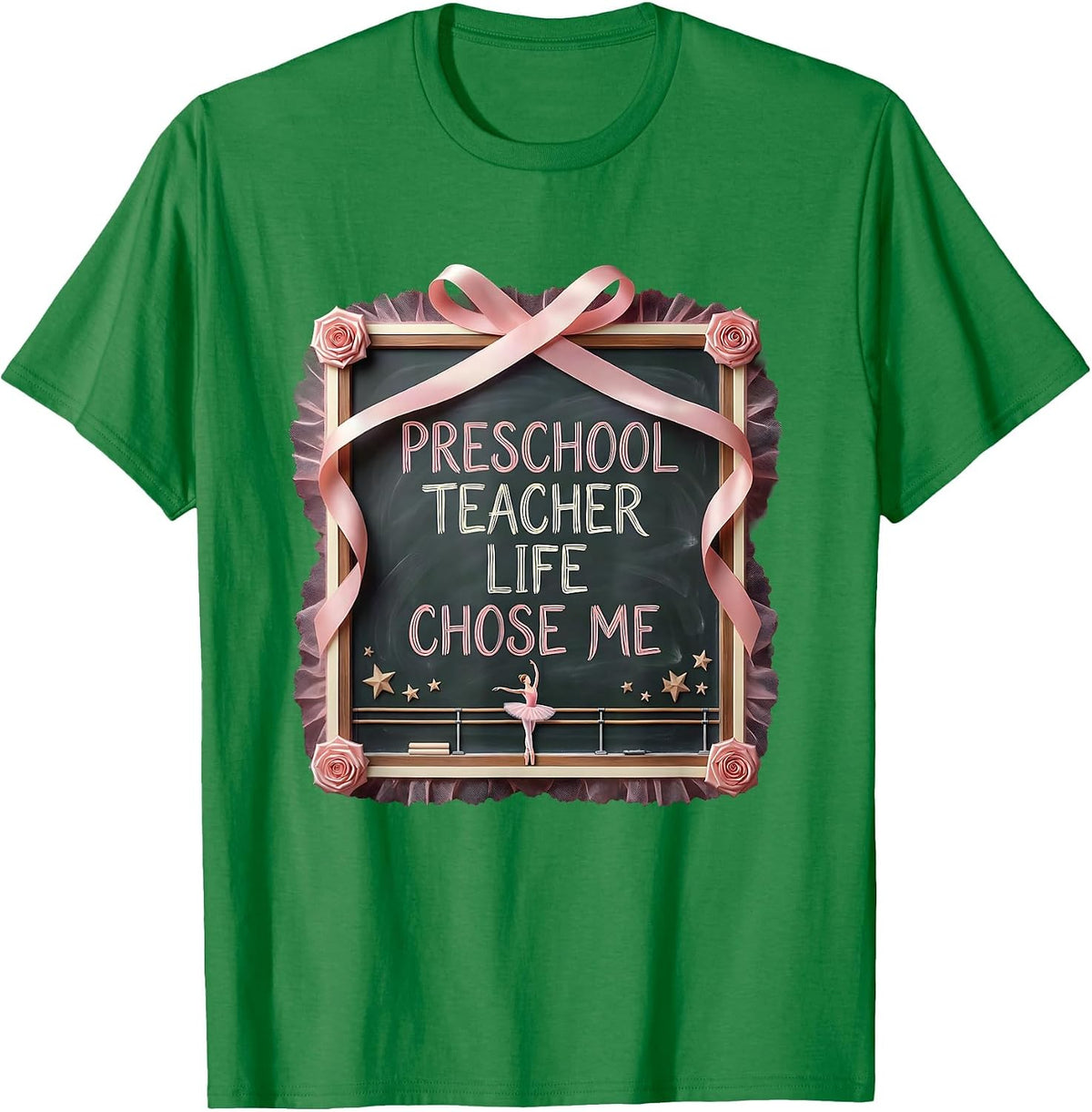 Men's Preschool Teacher Life Chose Me Educator Design T-Shirt - Kelly Green