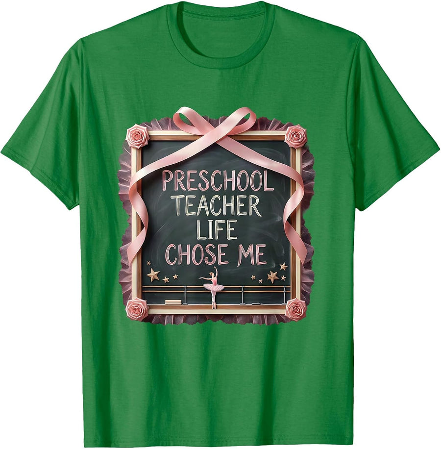 Men's Preschool Teacher Life Chose Me Educator Design T-Shirt - Kelly Green