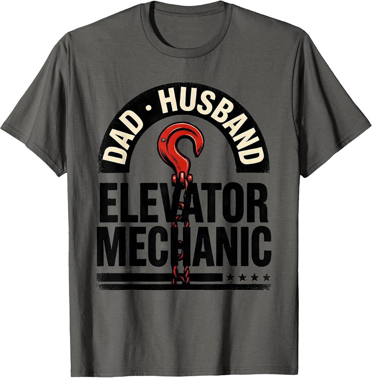 Dad Husband Elevator Mechanic Patriotic Mechanic Gift T-Shirt - Asphalt Grey