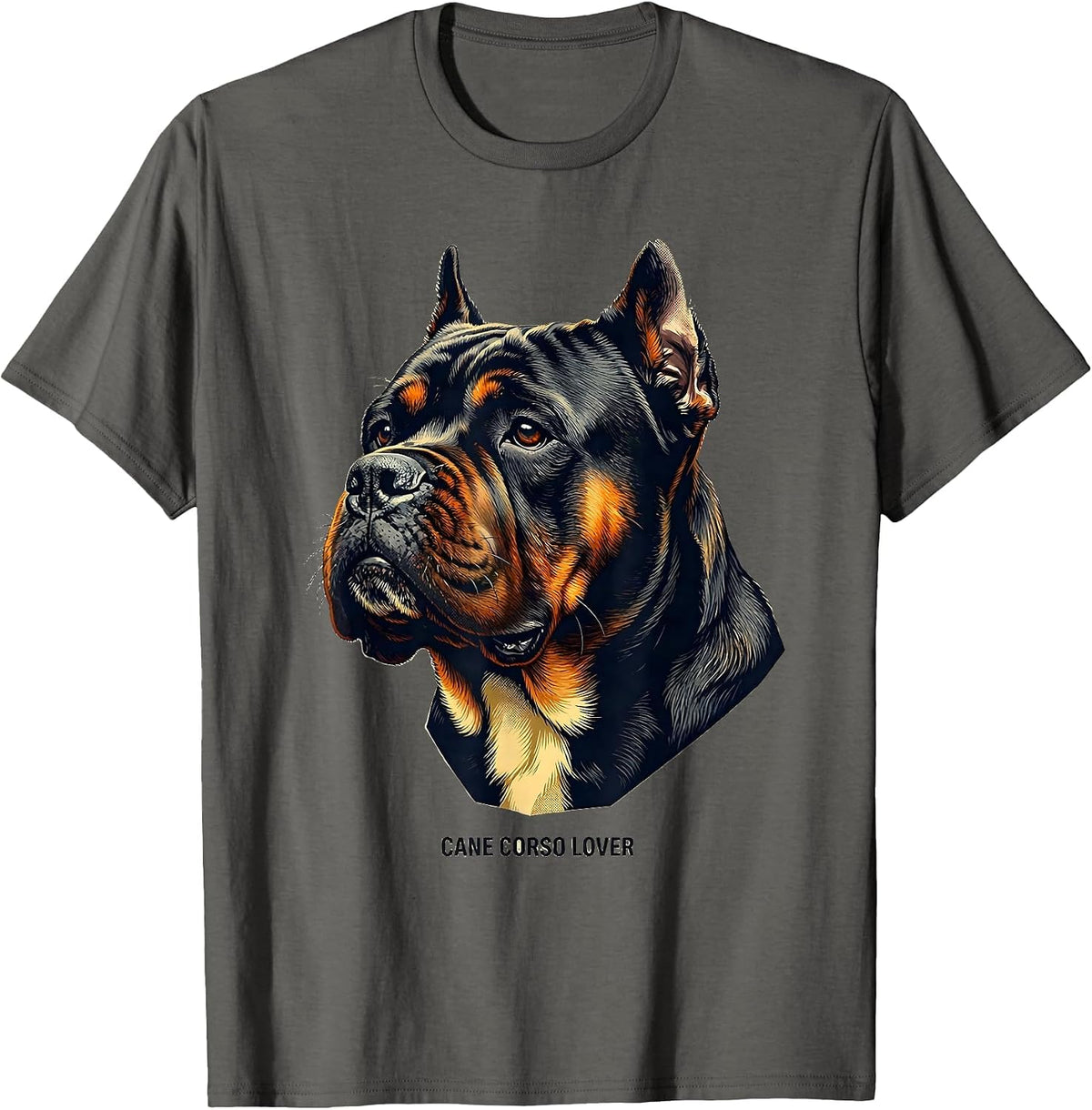 Cane Corso Lover Screenprint Poster Dog Owner Pride T-Shirt - Asphalt Grey