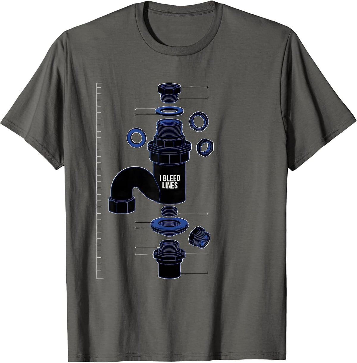 Men's I Bleed Lines Funny Plumber Pipefitter Steamfitter Dad Joke T-Shirt - Asphalt Grey