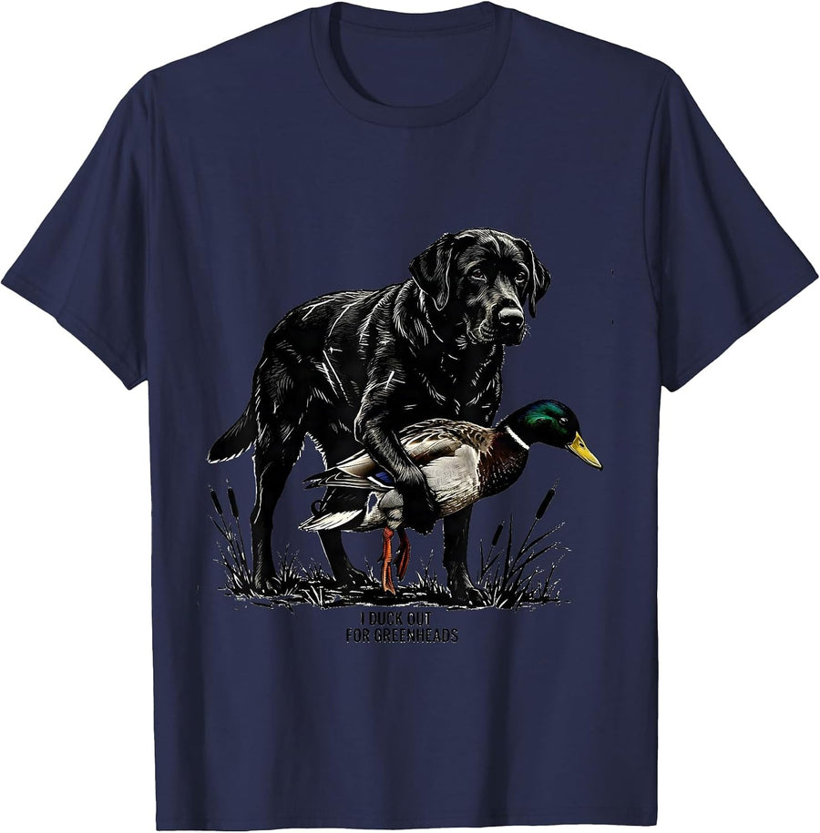 I Duck Out For Greenheads Funny Duck Hunter Hunting Dad Gift T-Shirt - Navy Blue