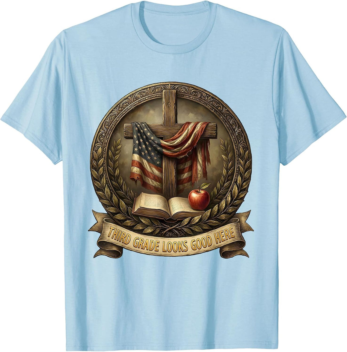 Men's Third Grade Looks Good on Me Teacher Design T-Shirt - Baby Blue