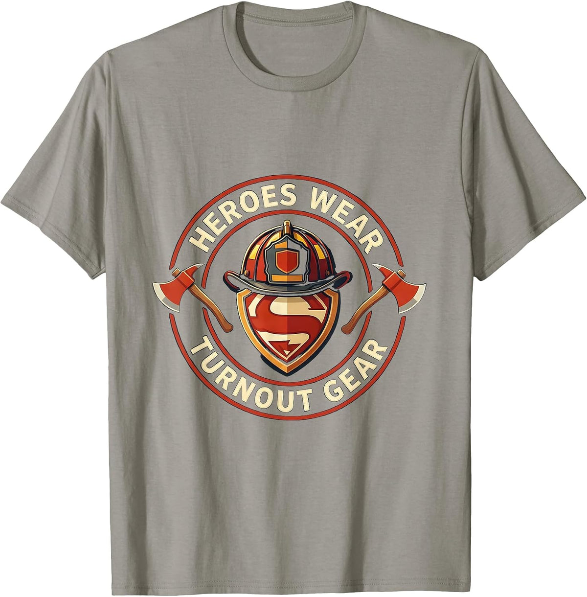 Men's Heroes Wear Turnout Gear Firefighter Design T-Shirt - Slate Grey
