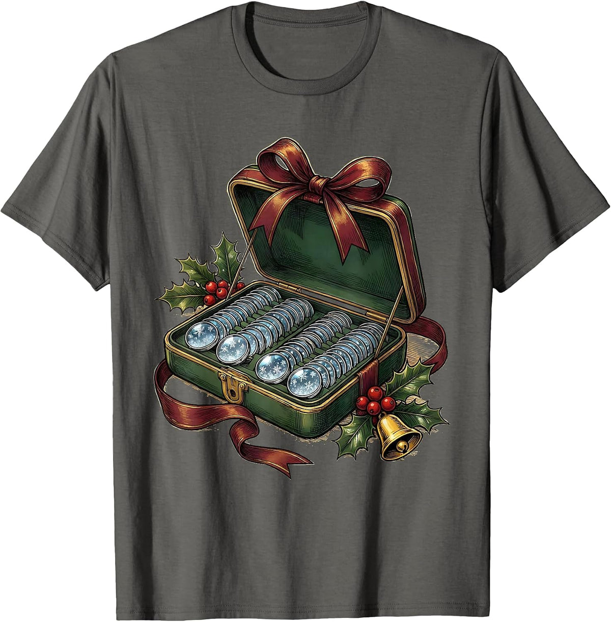 Trial-Lens Case Christmas Optometrist Eye Exam Humor T-Shirt - Asphalt Grey