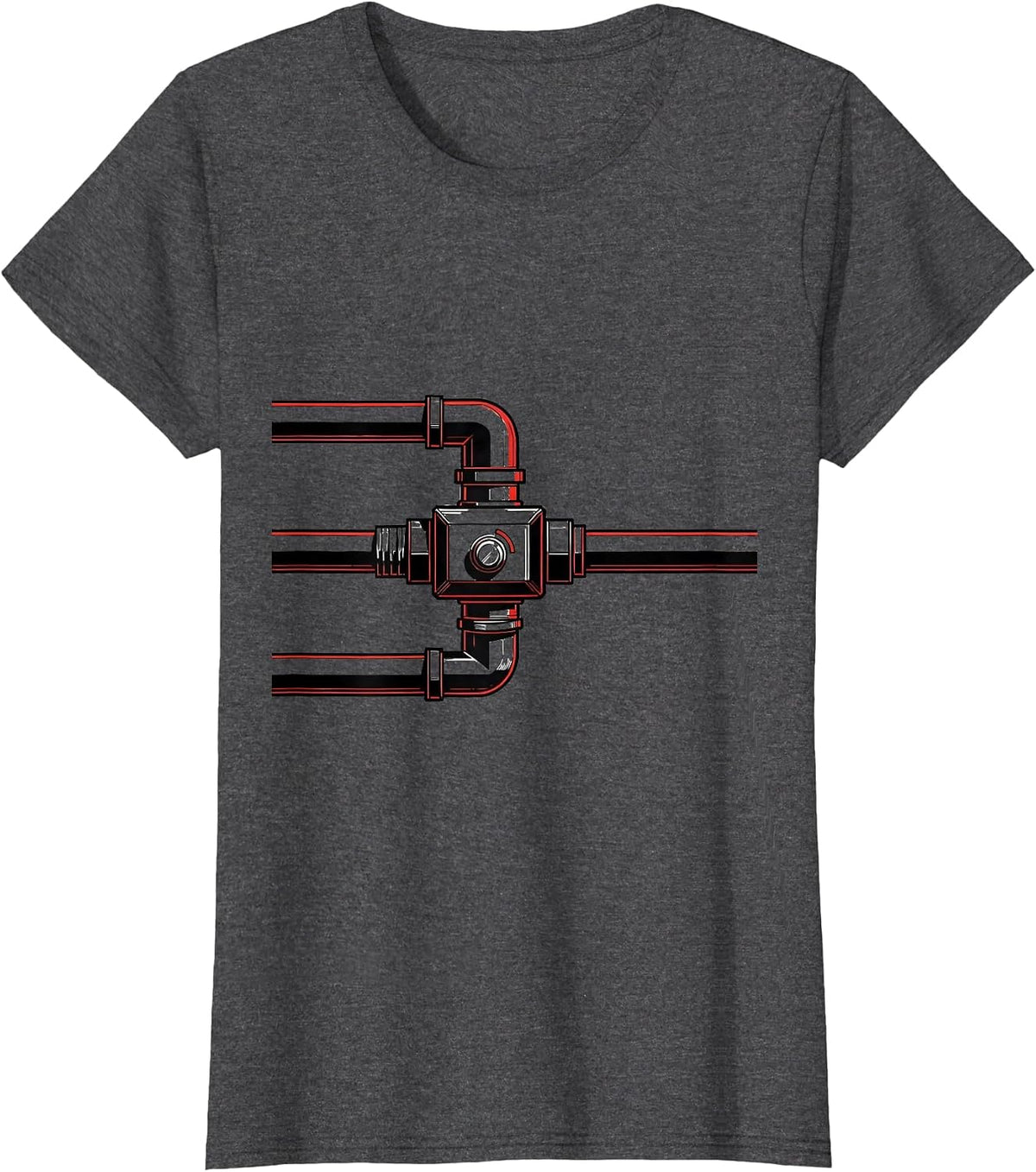 Women's Minimal Diverter Valve Funny Plumber Pipefitter Occupation T-Shirt - Dark Heather Grey