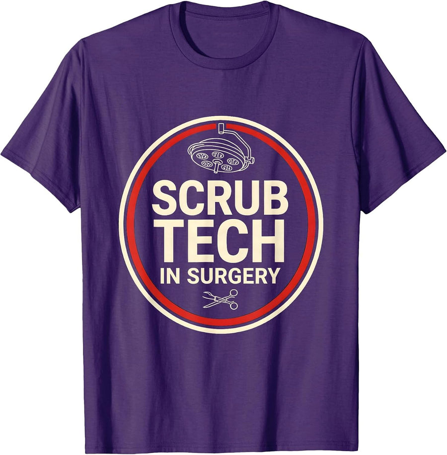 Men's Scrub Tech In Surgery Funny Surgical Tech Occupation Humor T-Shirt - Purple