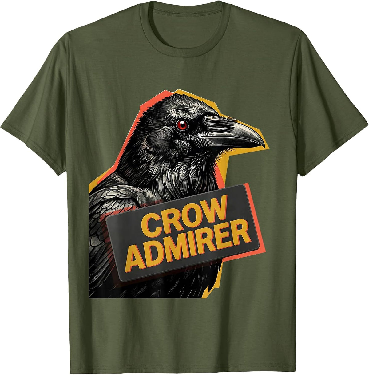 Men's Crow Admirer Gothic Crow Fan Bird Enthusiast Dark Humor T-Shirt - Olive Green