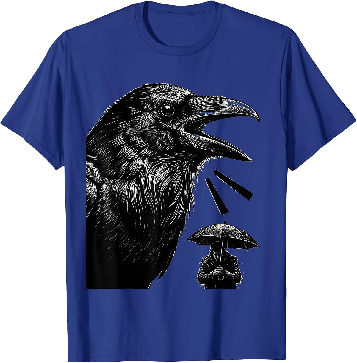 Men's Black Crow Gothic Humor Bird Lover Dark Deadpan T-Shirt - Royal Blue