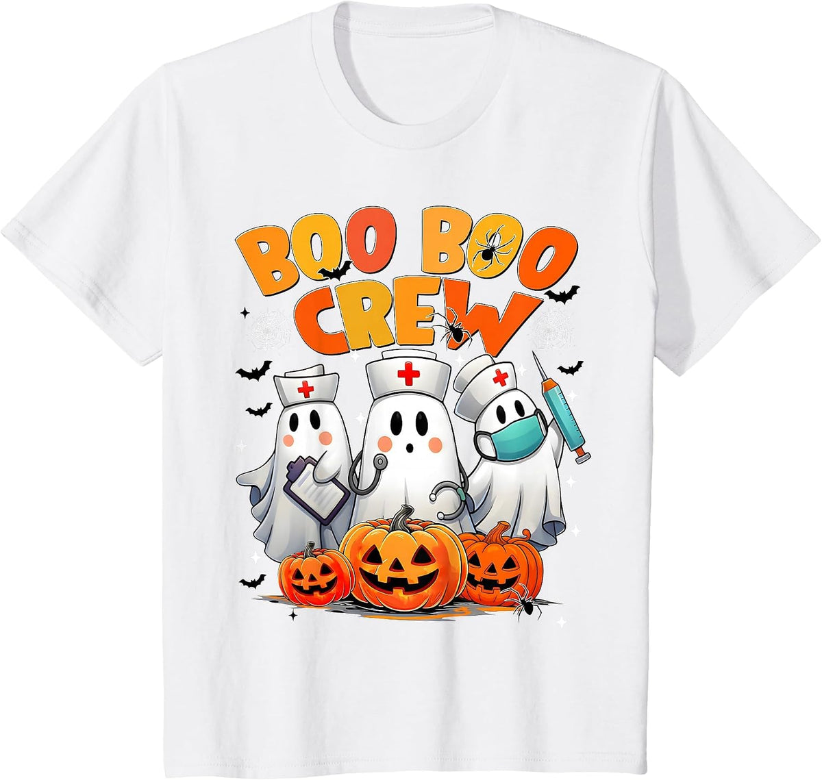 Boo Boo Crew Nurse Ghost Halloween Costumes Men Women T-Shirt - White