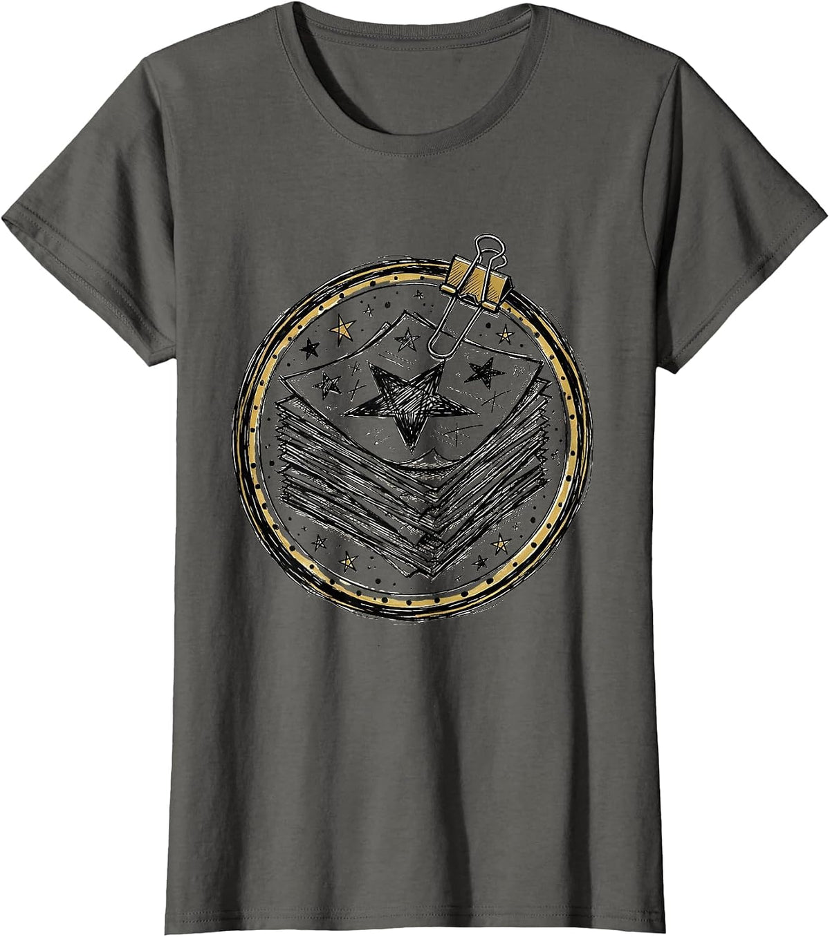 Women's Third Grade Teacher Graded Papers Gold Stars T-Shirt - Asphalt Grey