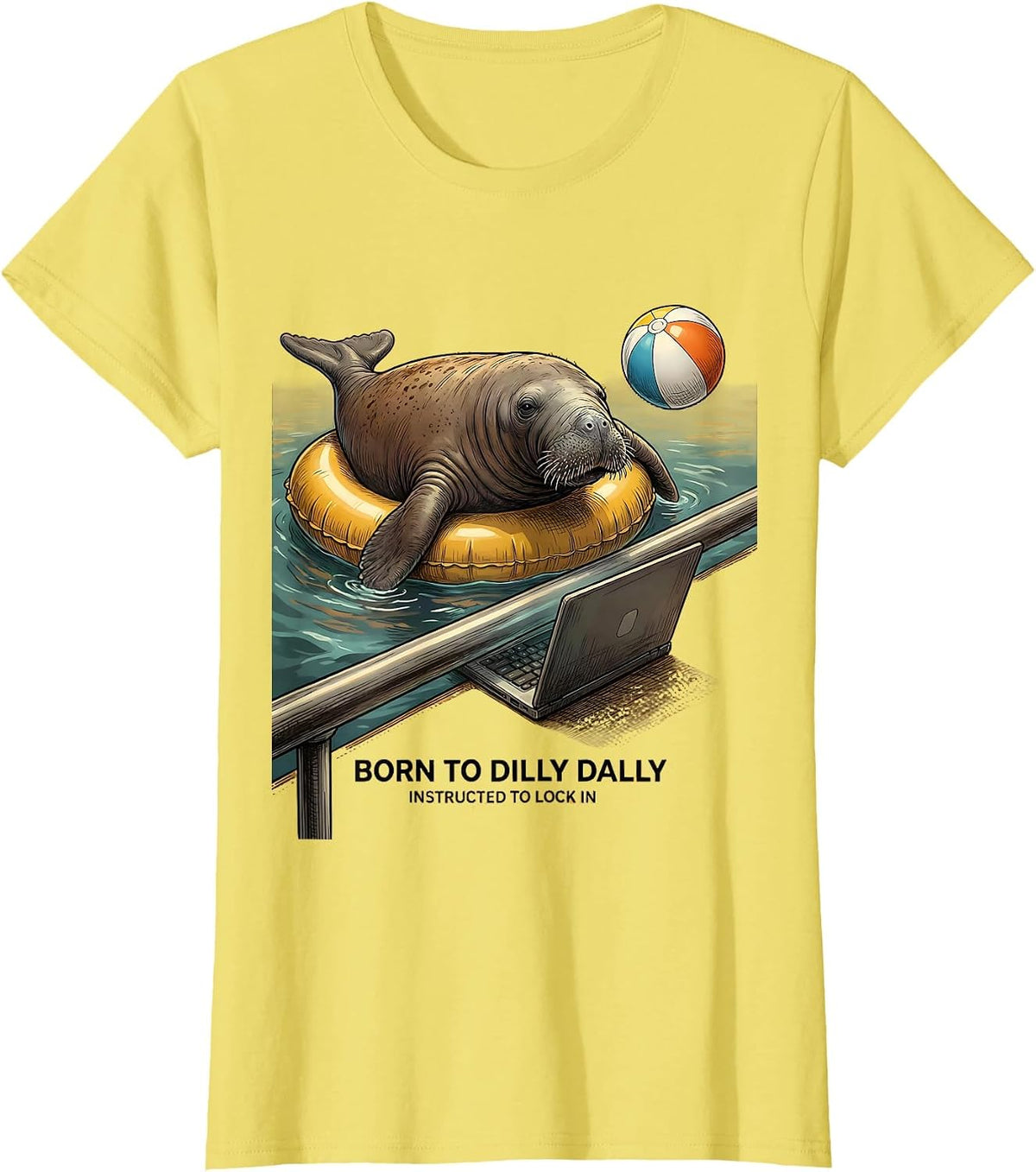 Born To Dilly Dally Funny Internet Meme Humor T-Shirt - Lemon Yellow