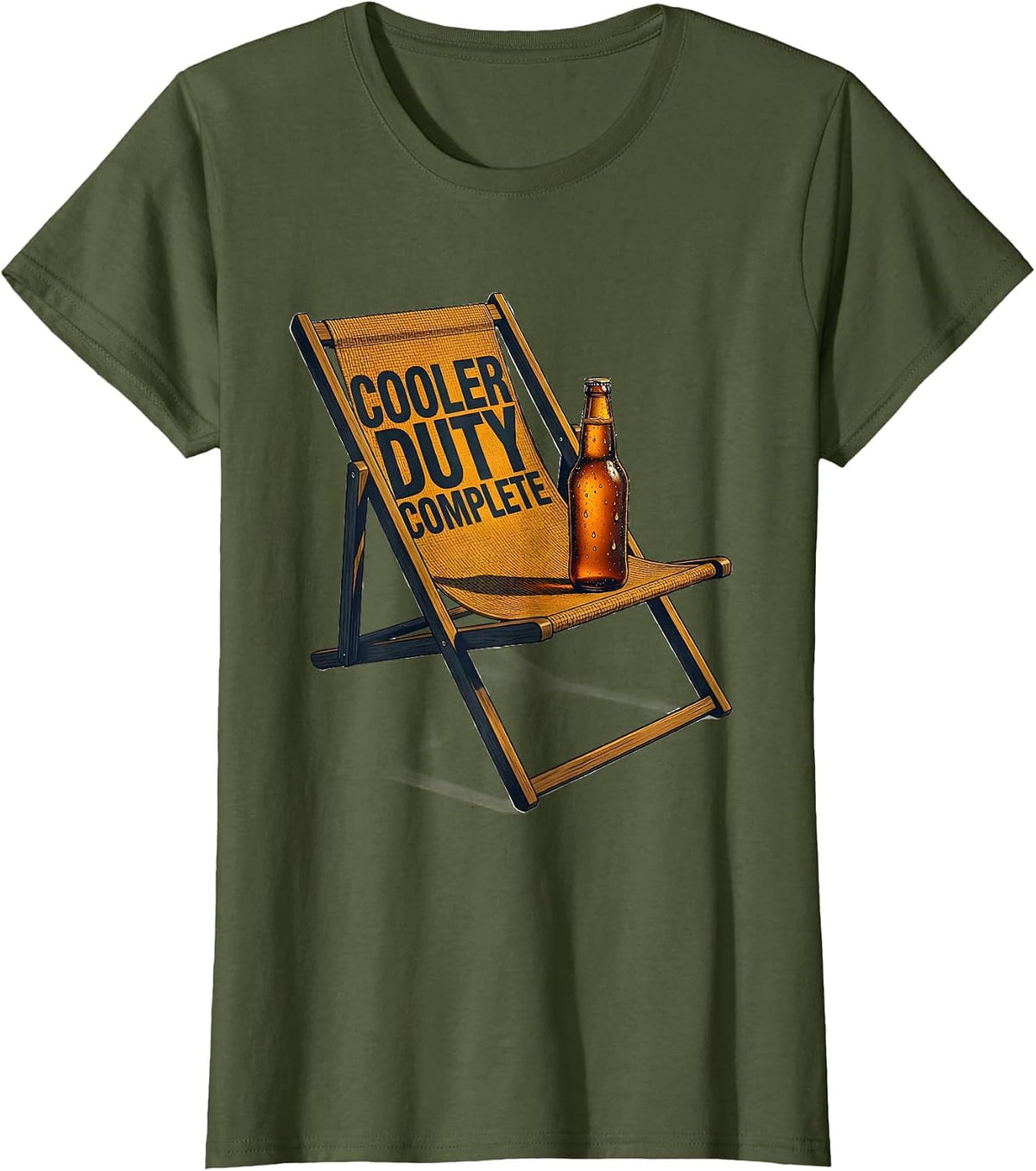 Women's Cooler Duty Complete Funny Beer Lover Labor Day Cookout T-Shirt - Olive Green