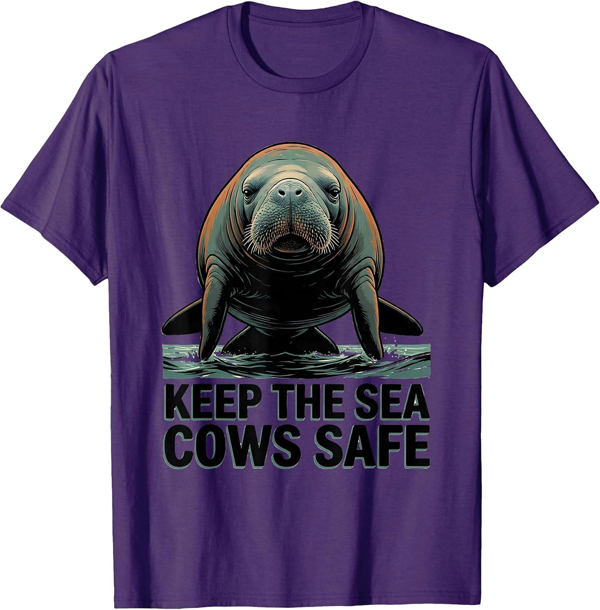 Men's Keep The Sea Cows Safe Funny Manatee Sea Animal Lover Humor T-Shirt - Purple