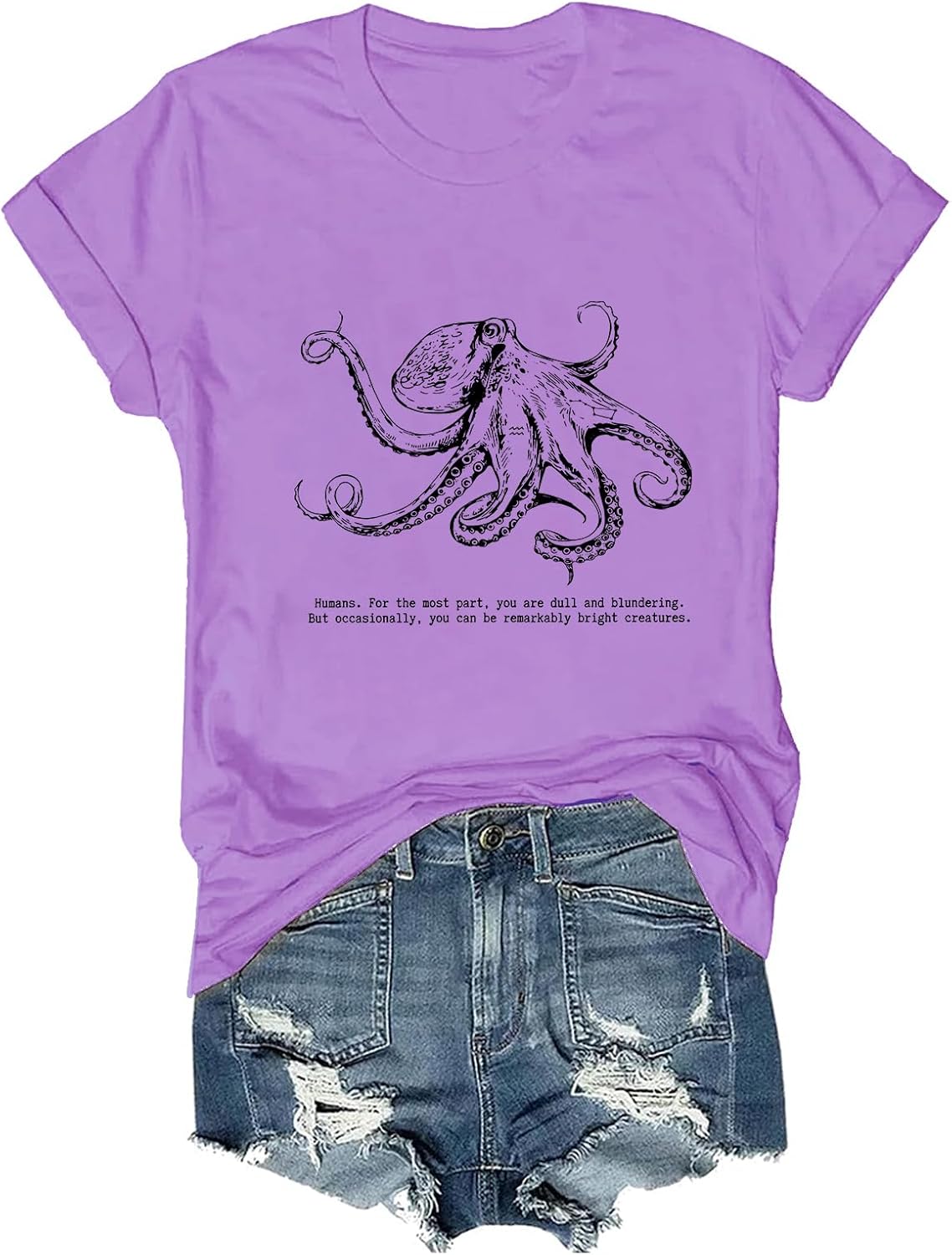 Octopus Shirt Funny Lover Literary Book Fans T-Shirt - Purple