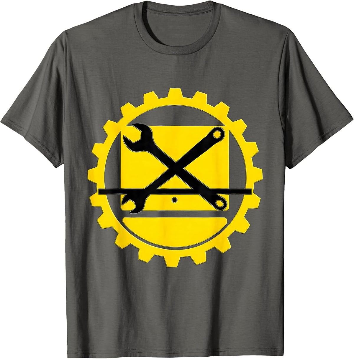 Maintenance Technician Badge Stencil Graphic Gift T-Shirt - Asphalt Grey