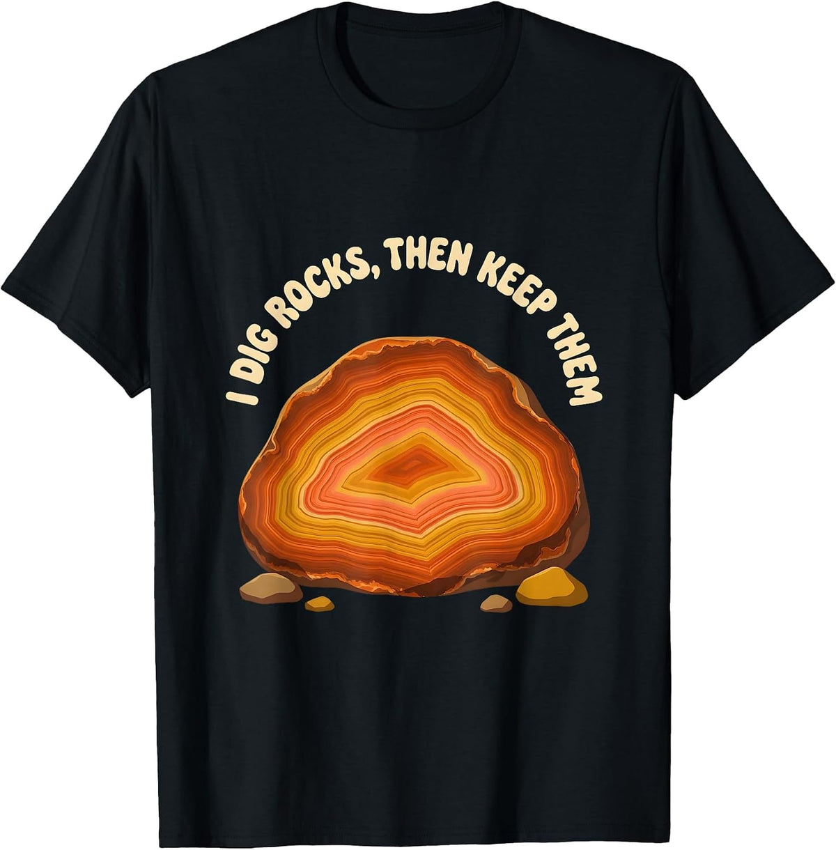 Men's I Dig Rocks Then Keep Them Retro 70s Rock Collector Geology T-Shirt - Black