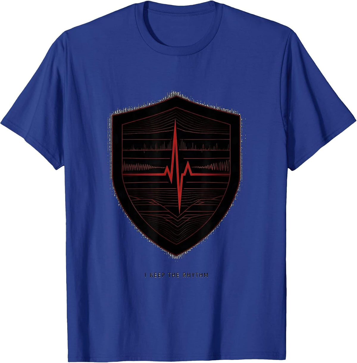 I Keep The Rhythm Blackwork Dotwork Cardiac Nurse CVICU RN T-Shirt - Royal Blue