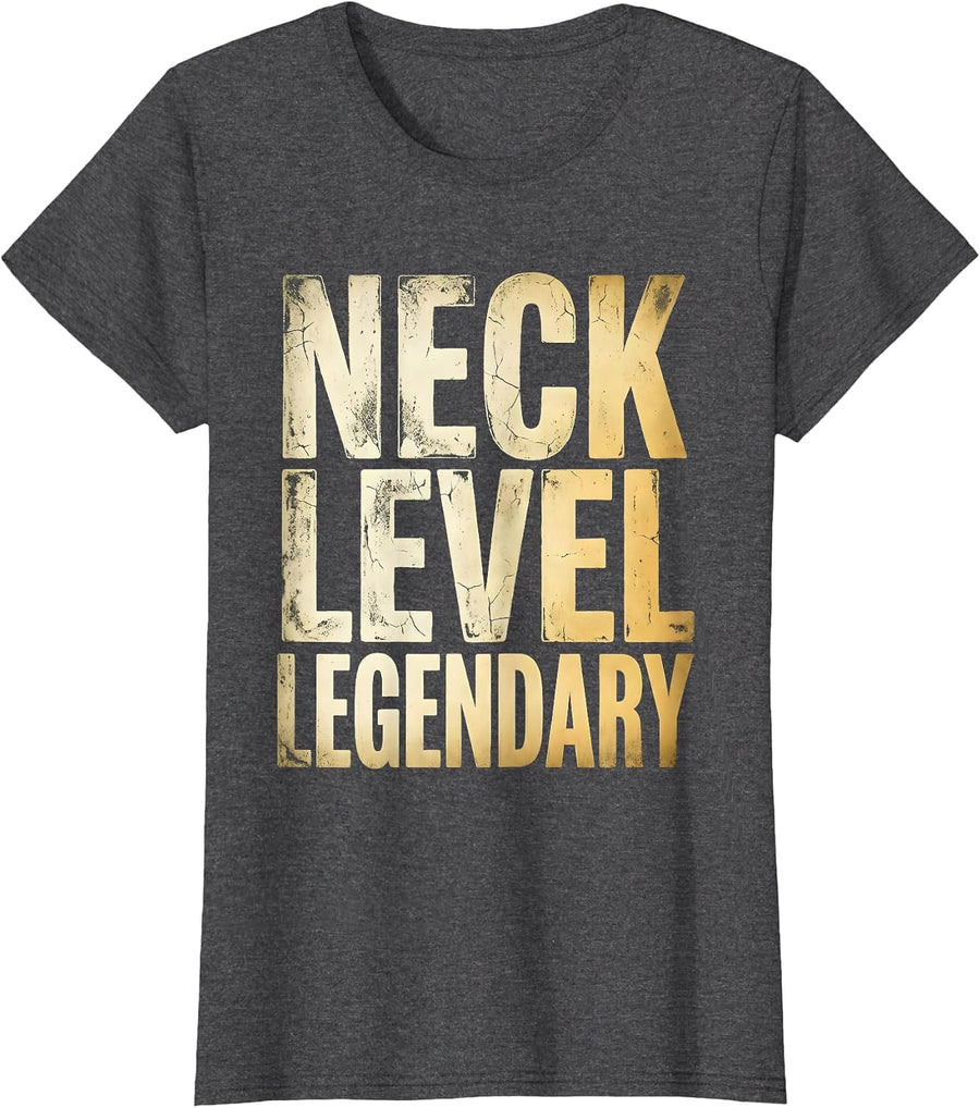 Women's Neck Level Legendary Funny Giraffe Design T-Shirt - Dark Heather Grey