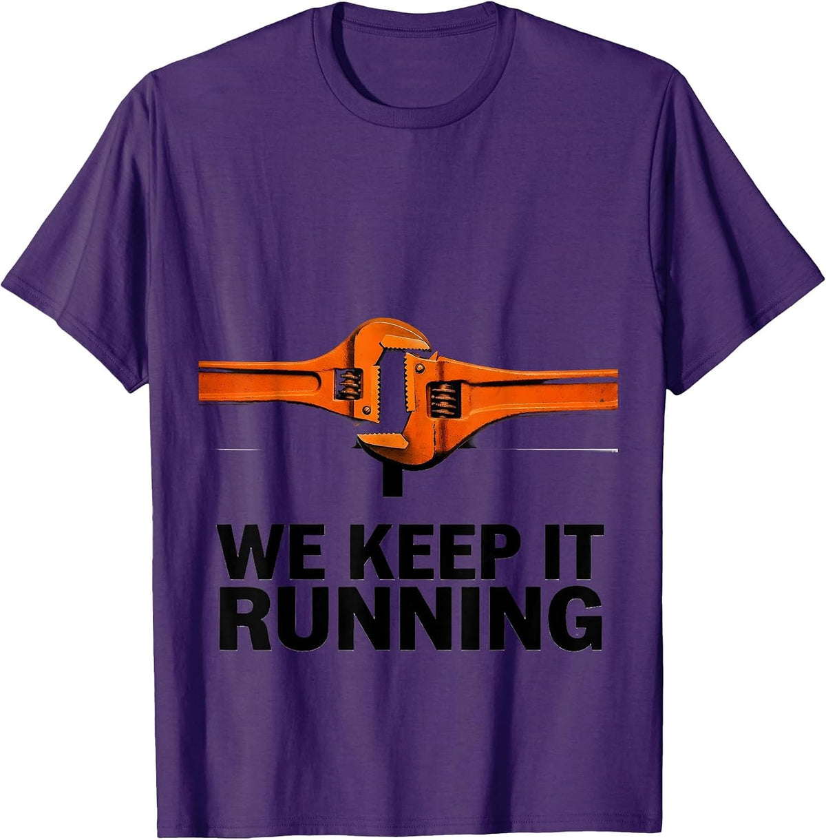Men's We Keep It Running Brutalist Graphic American Flag Mechanic T-Shirt - Purple