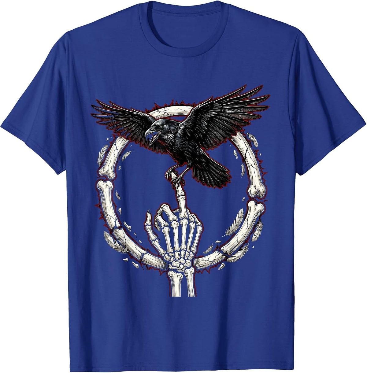 Men's Crow Perched on Middle Finger Illustration T-Shirt - Royal Blue
