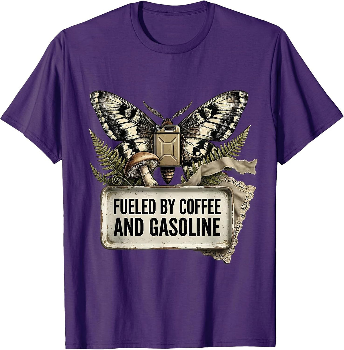 Fueled by Coffee and Gasoline Car Enthusiast Design T-Shirt - Purple