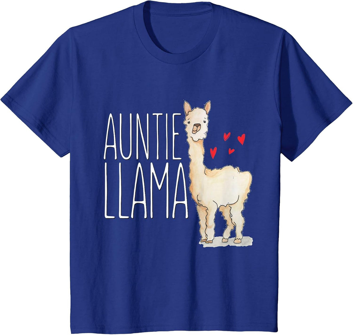 Auntie Llama T-Shirt Funny Matching Family Tribe Hearts T-Shirt - Royal Blue