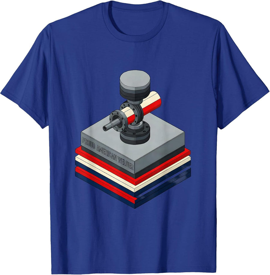 Proud American Welder Patriotic Trade Worker USA Flag T-Shirt - Royal Blue