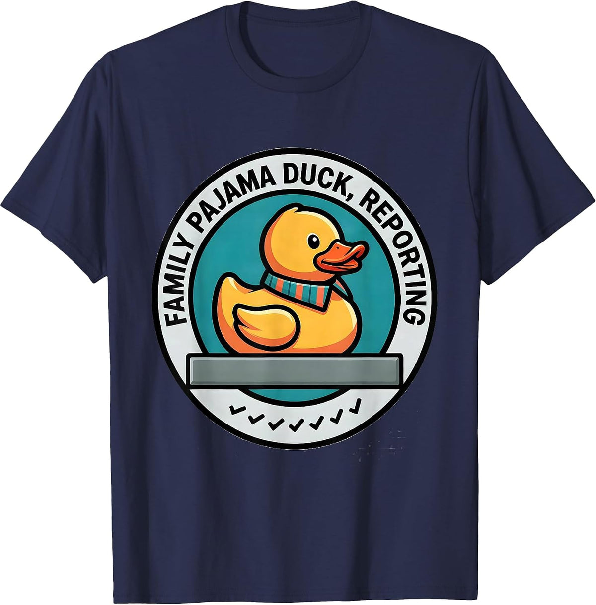 Family Pajama Duck Reporting Funny Duck Lover Christmas T-Shirt - Navy Blue