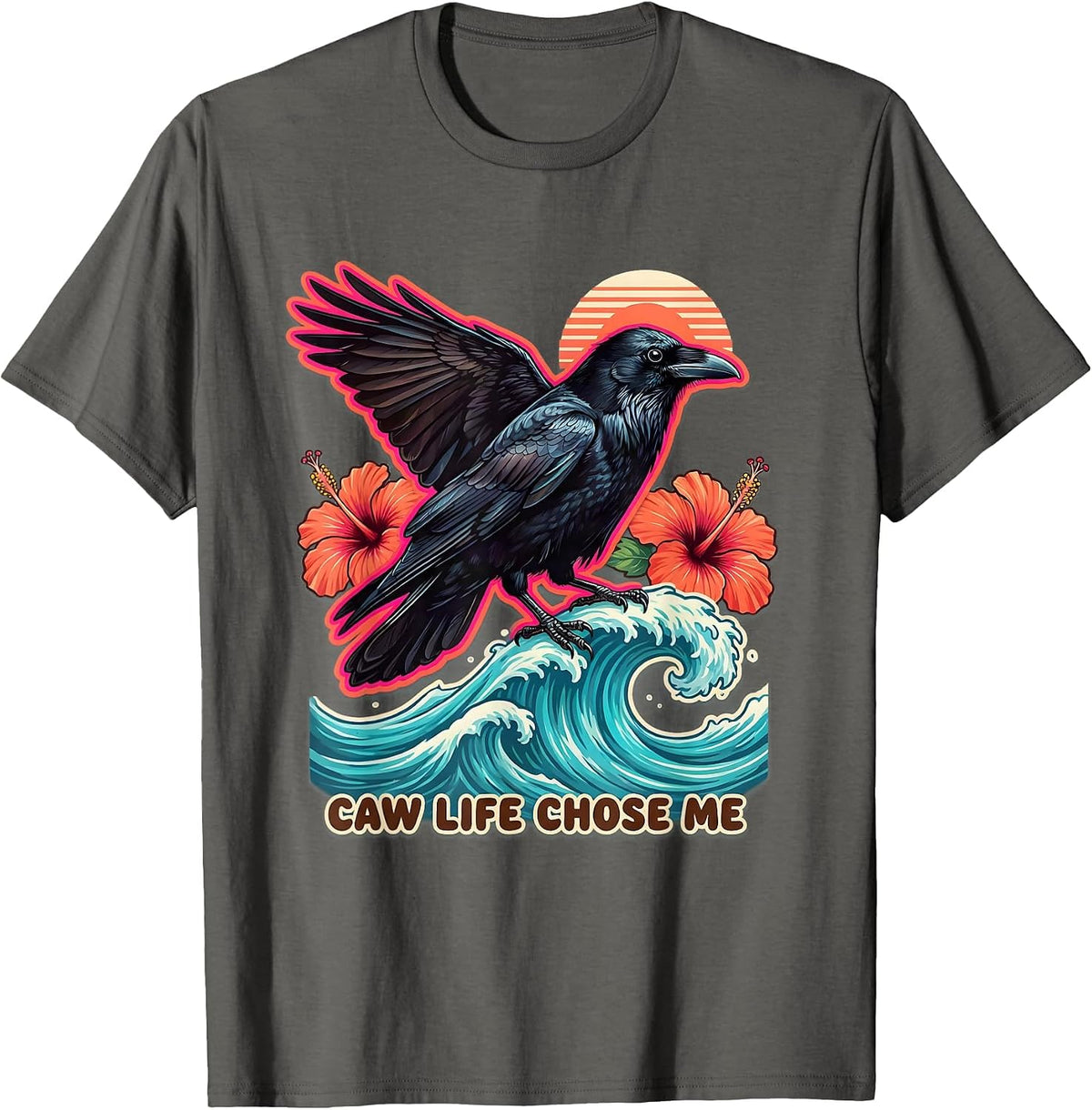 Men's Caw Life Chose Me Crow Bird Lover Design T-Shirt - Asphalt Grey