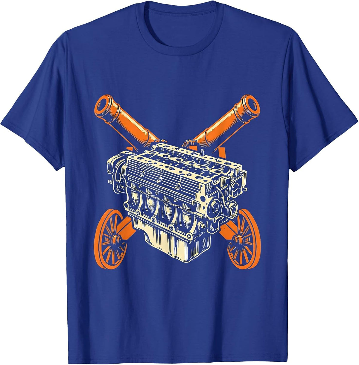 Valley Forge Automotive Vintage Engine Block Crossed Cannons T-Shirt - Royal Blue