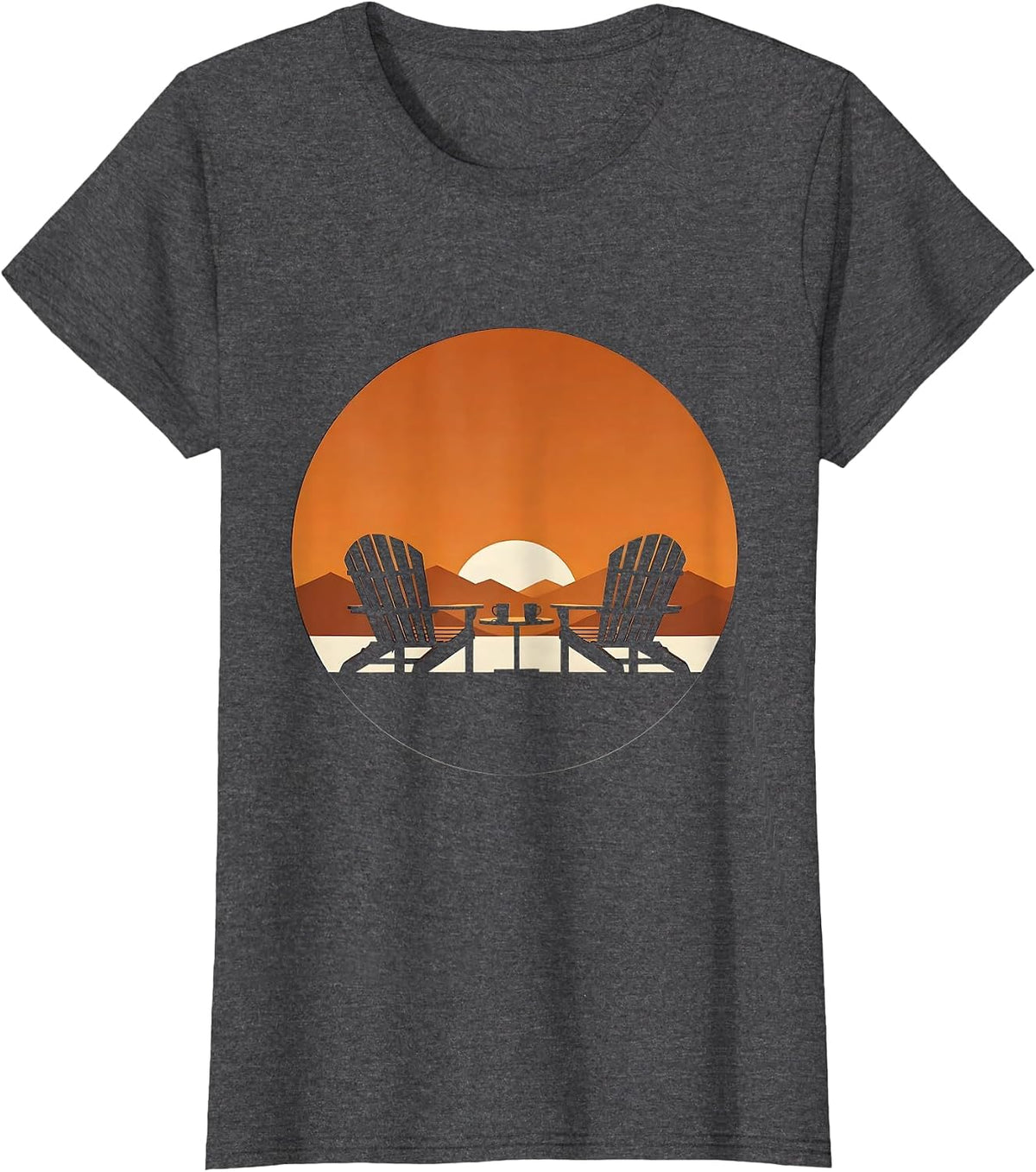 Women's School Counselor Two Chairs Coffee Illustration T-Shirt - Dark Heather Grey
