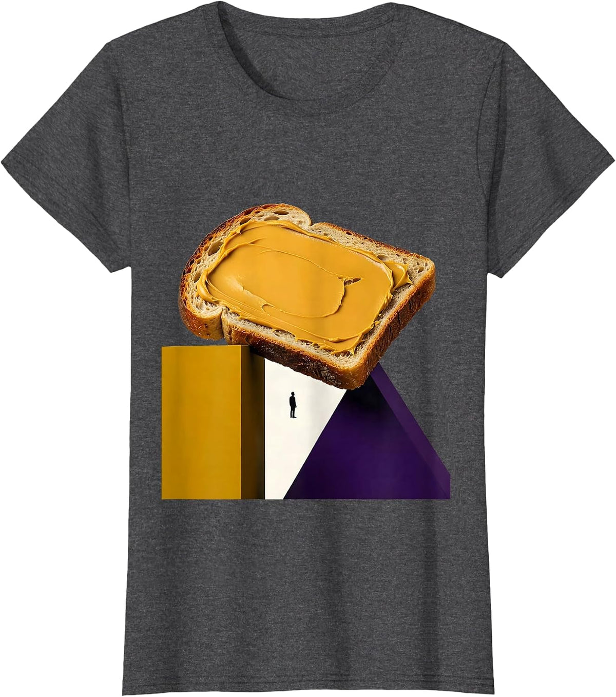 Women's Geometric PBJ Bridge Bauhaus Modernist Food Humor T-Shirt - Dark Heather Grey