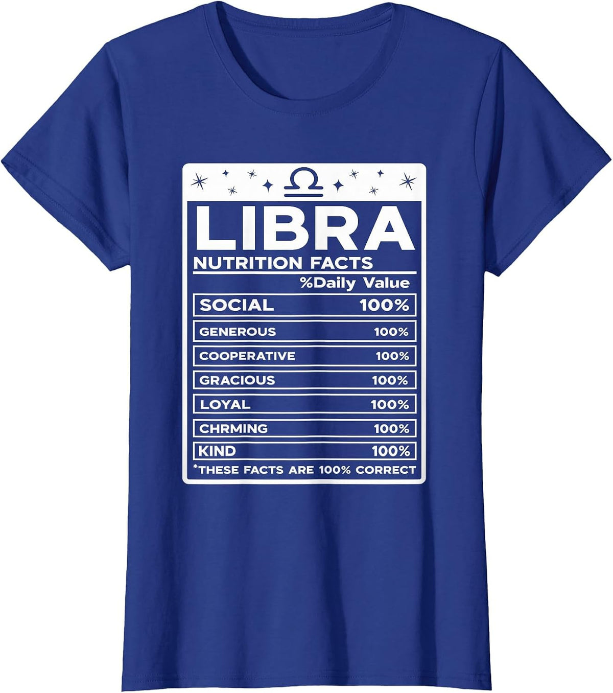 Libra Nutritional Style Zodiac Design, Libra T-Shirt - Royal Blue