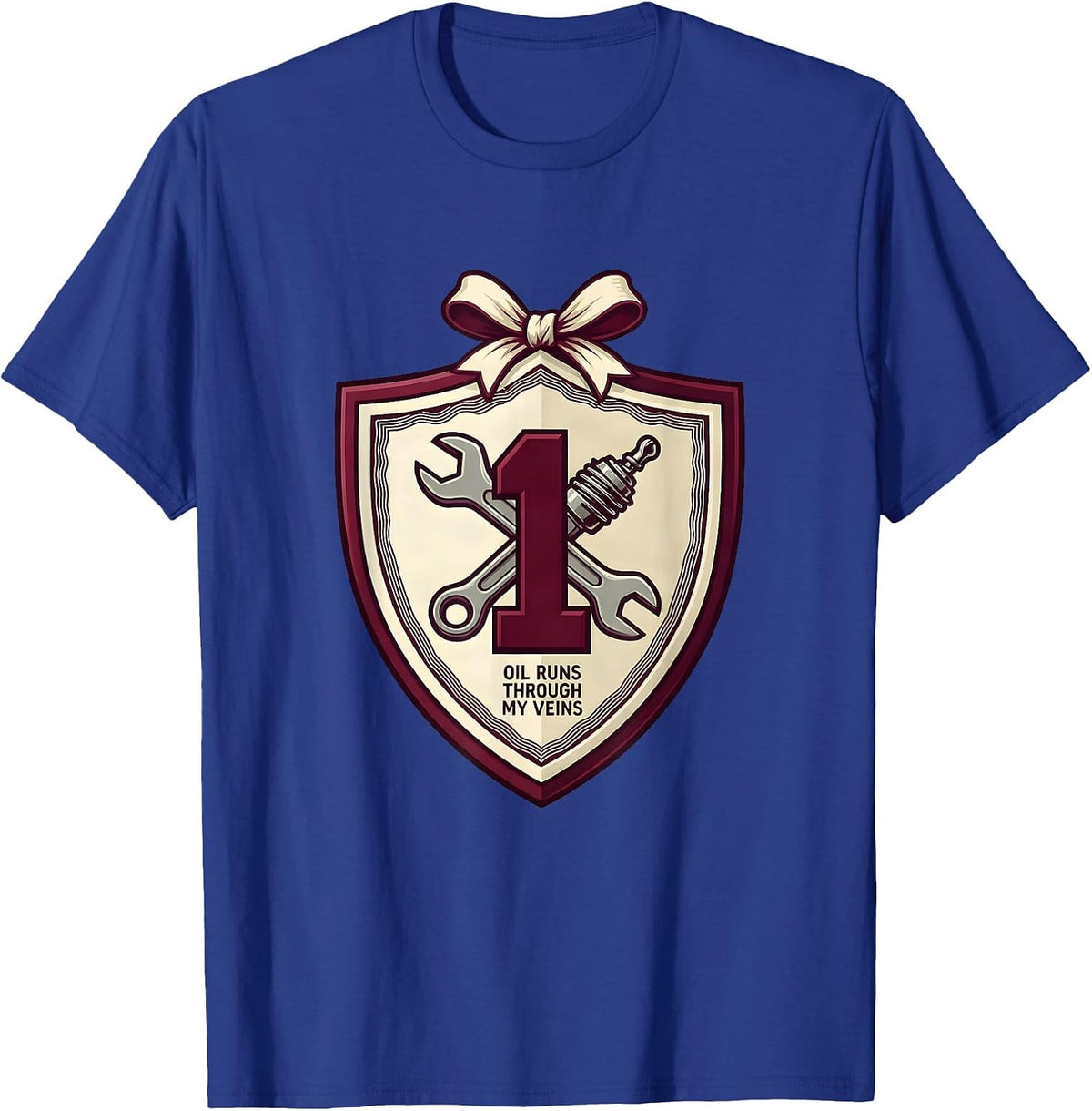Men's Oil Runs Through My Veins Petroleum Design T-Shirt - Royal Blue