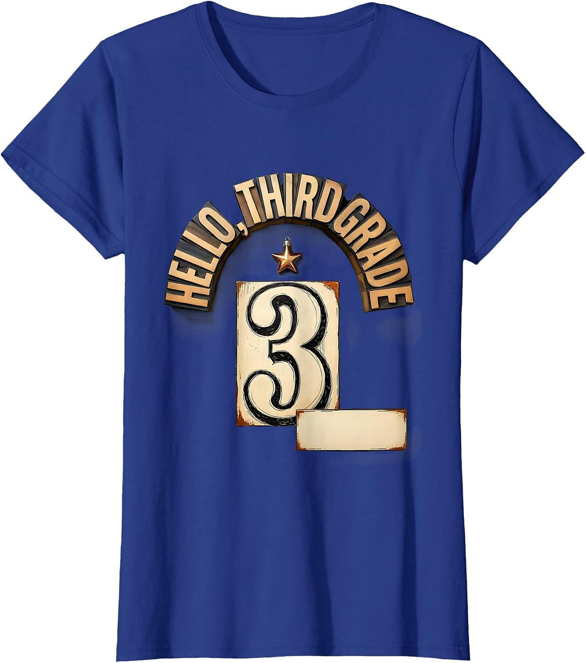 Women's Hello, Third Grade Cute Elementary Teacher Back To School T-Shirt - Royal Blue