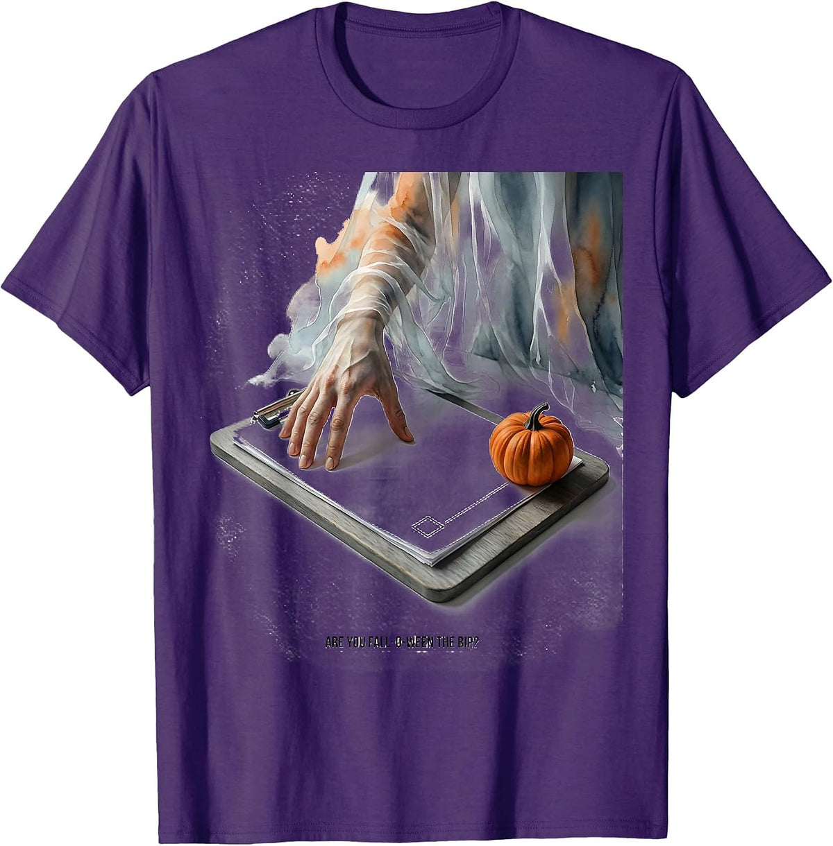 Men's Are You Fall-O-Ween The BIP Watercolor Ghost Teacher T-Shirt - Purple
