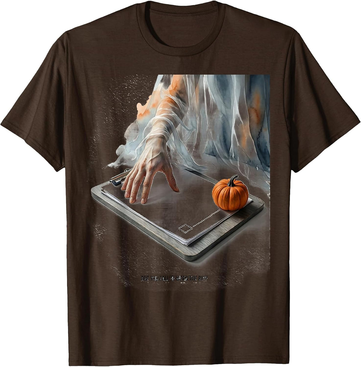 Men's Are You Fall-O-Ween The BIP Watercolor Ghost Teacher T-Shirt - Brown