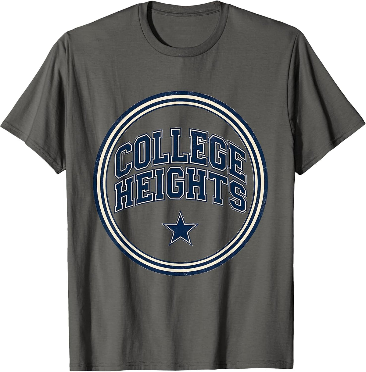 College Heights Vintage Arched Text Retro T-Shirt - Asphalt Grey